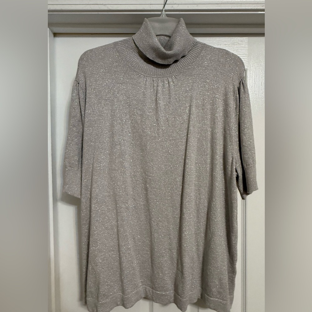Ladies Silver Thread Blouse, Short Sleeves, Size 2X